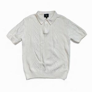 OVO Ivory Cable Knit Polo Unisex
